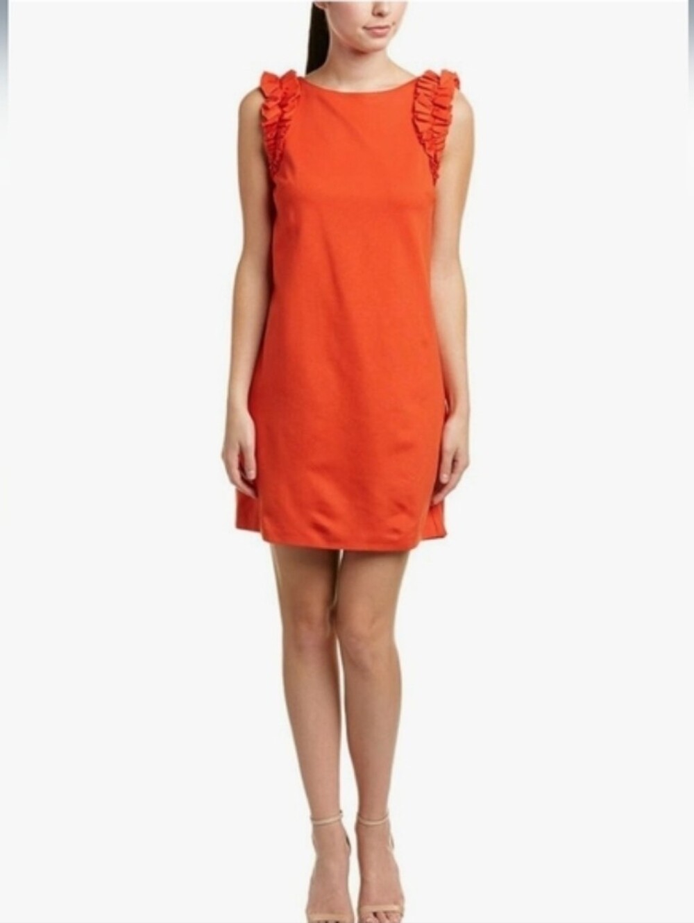 TRINA TURK Dress Sienna Tropical Ruffle Sleeveless Orange Size 4 - Picture 10 of 16